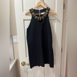 Black Dress with Gold Embellished Neckline
